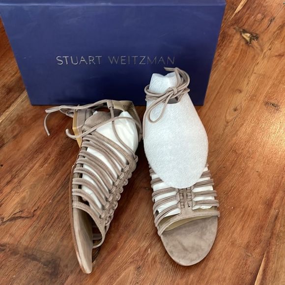 Stuart Weitzman Brown Suede Strappy Sandals, Size 7 - Picture 3 of 6